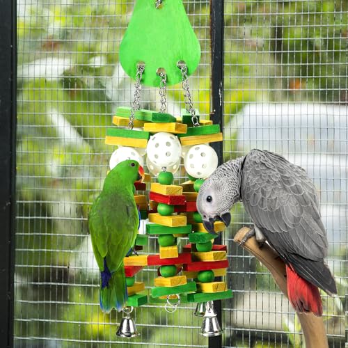 Large Bird Parrot Toys for Cockatoos African Grey Macaws Amazon Parrots (Green)