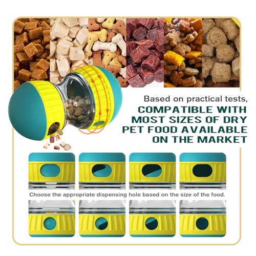 Dog Puzzle Toy Adjustable Treat Dispensing Ball Food Dispenser Tough Slow Feeder Puppy Enrichment Training Toy Pet Interactive Chase Toys for Small Medium Large Dogs to Keep Them Busy (Green - Single - Standard)