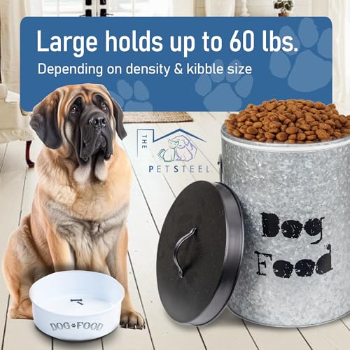 Large Dog 60lb Pet Food Storage Canister or Dog Bin with Scoop (Large Dog 60lb)