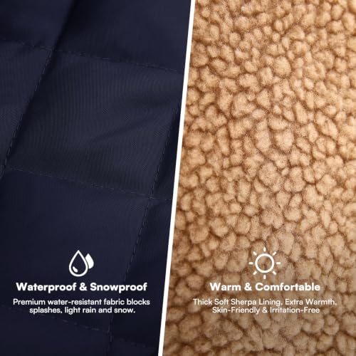XL Warm Puffer Dog Jacket Ultra Thick Plush Quilting Winter Coat (X-Large / Dark Navy)
