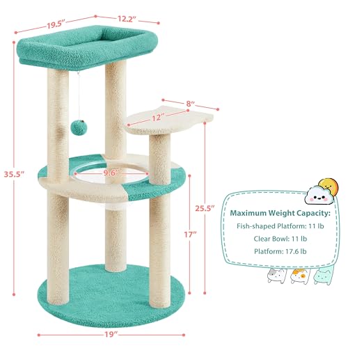 Cat Tree 35.5in Cat Tower for Indoor Cats (Indigo/Beige)