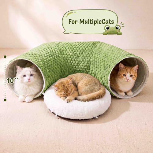 Cat Tunnel Bed with 20 Cat Toys (Light Green / Large)