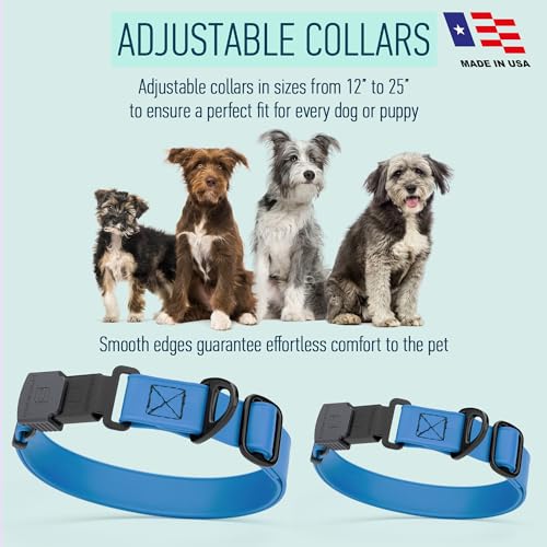 Biothane Waterproof Dog Collar with Herm Sprenger Black Stainless Steel Quick Release Buckle (W 1" x L 15"-25" / Cerulean Blue)