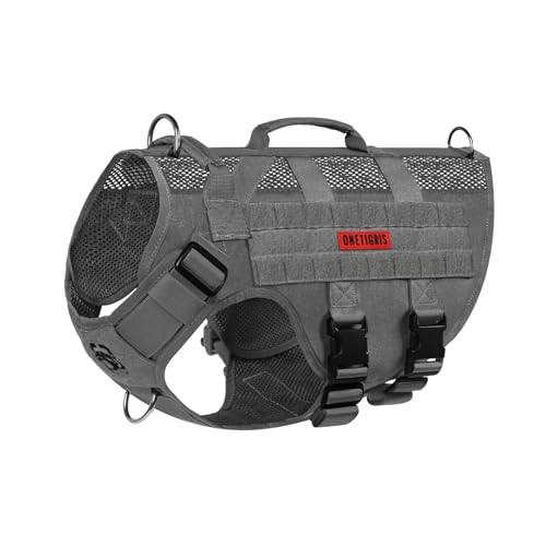 Tactical No Pull Dog Harness for Small Dogs (Grey / S)