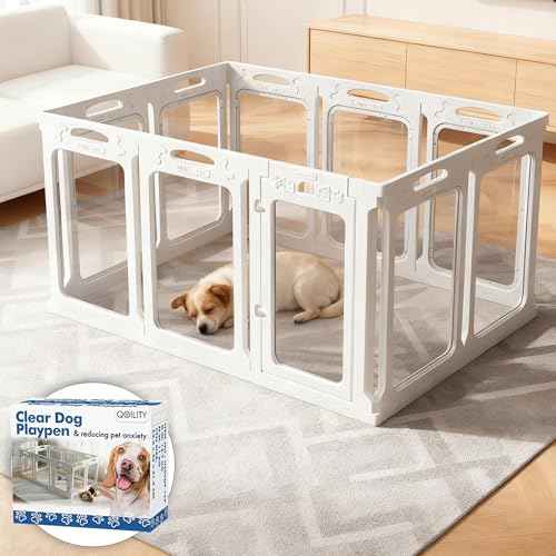 Clear Acrylic Dog Playpen Indoor (White / 30" Height)