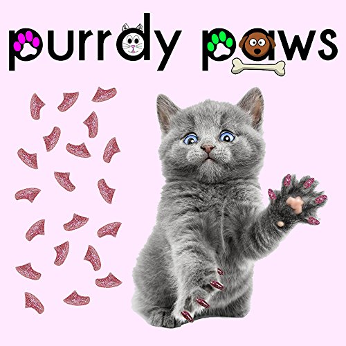 40 Pack Soft Nail Caps for Cat Claws Pink Glitter Medium (Medium)