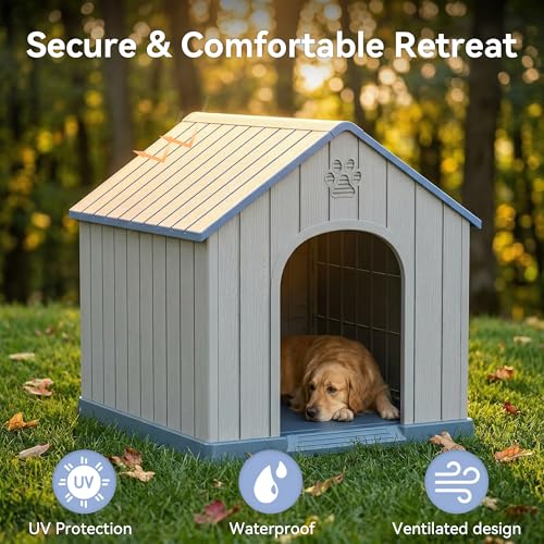 Outdoor Dog House Waterproof Roof (Light Blue / Large Dog: 38 Inch)