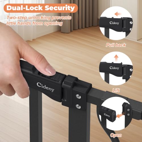 34" Tall Baby Gate No Drilling (Black / 29-45"Wide, 34"Tall)