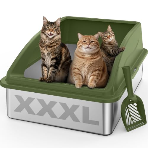 Stainless Steel Litter Box Extra Large for Big Cats and Multi (Olive Green / XXX-Large)