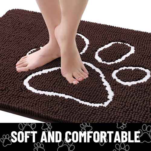 Dog Door Mat for Muddy Paws (70"X32" / Brown and White)