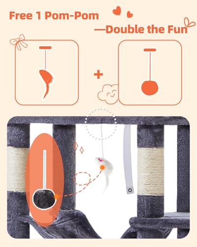 Cat Tree 67 in Tall Cat Tower with 2 Plush Cat Condos (67 inches / Smoky Gray)