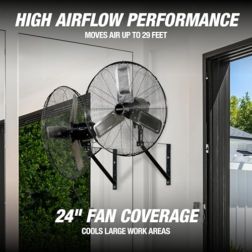 24 Inch Oscillating Wall Fan 5500 CFM 60° Oscillation for Cooling (New 24" Indoor Fan)