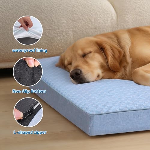 Cooling Dog Bed for Large Dogs (Blue / X-Large-41"x 29" x 4")