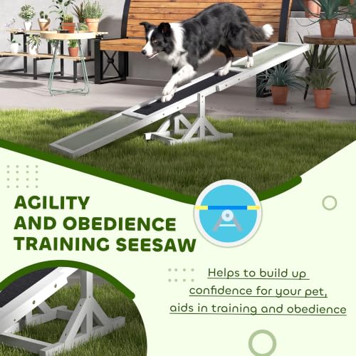 Wooden Dog Agility Seesaw for Exercise 71" L x 12" W x 12" H White (70.75" x 11.75" x 11.75" / White)