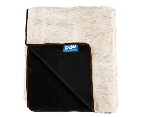 PupProtector Waterproof Throw Blanket for Dogs and Cats (White With Brown Accents / Large (80" L x 62" W))