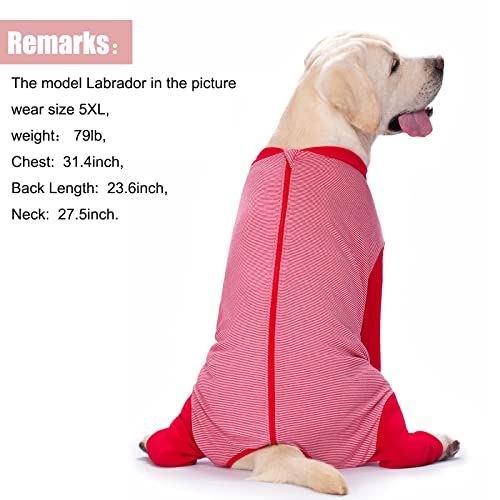Dog Onesie Surgery Recovery Suit for Large Medium Bodysuit Dogs Pajamas PJS Full Body for Shedding (5XL / Red)
