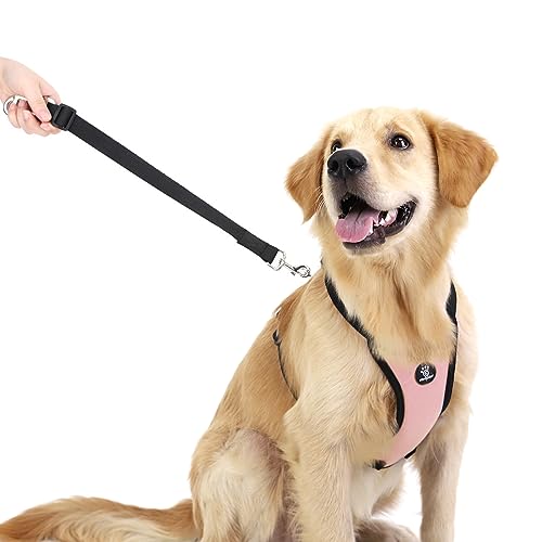 Dog Seat Belt Vest Harness for Car (Light Pink / L (Chest: 22-32.3", Neck: 16.9-26"))
