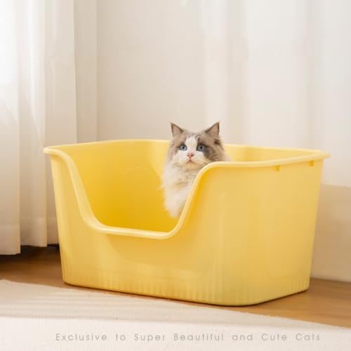 Extra Large Litter Box with High Sides 25.27" Lx17.83 Wx13.11 H (Yellow)