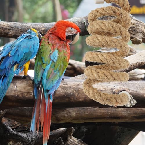 Bird Rope Perch Parrot Stand Rope Toy with Stable Clips 59.05 in Hanging Swing for Parakeets Lovebirds Cockatiels Bird Cage Accessory