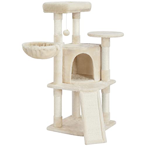 42in Cat Tree Tower for Indoor Cats (Beige)