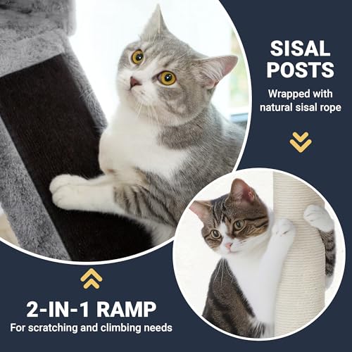 68 Inches Cat Tree (68 in / Black & Grey)