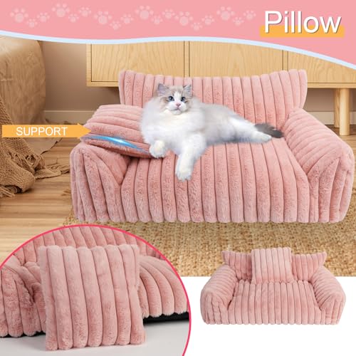 Cute Cat Couch Bed for Indoor Cats (Small(24x18x10") / Pink)