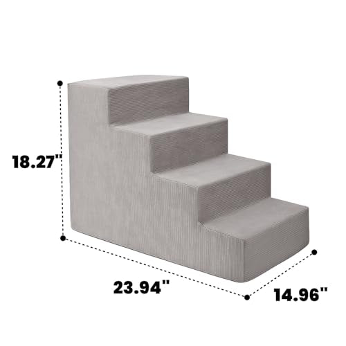 Dog Stairs for Small Dogs & Cats (Square Corner / 4 steps: 23.94''L×14.96''W×18.27''H)