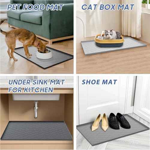 Pet Food Mat 40 x 22 in (Dark Gray / 40"L x 22"W)
