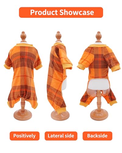 4 Pack Plaid Fleece Dog Pajamas Warm for Extra Small Dogs (X-Small)