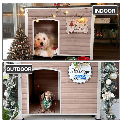 43.3’’ Large Dog House Outdoor Weatherproof Dog Kennel with Upgraded Thickened Metal Frame (Dog House)