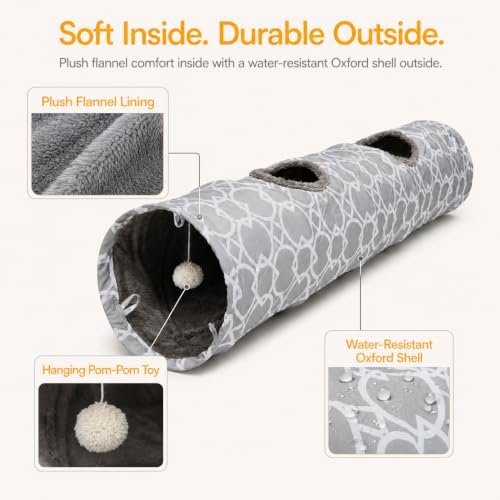 Geometric Straight Cat Tunnel with Plush Inside (Large Straight Tunnel)