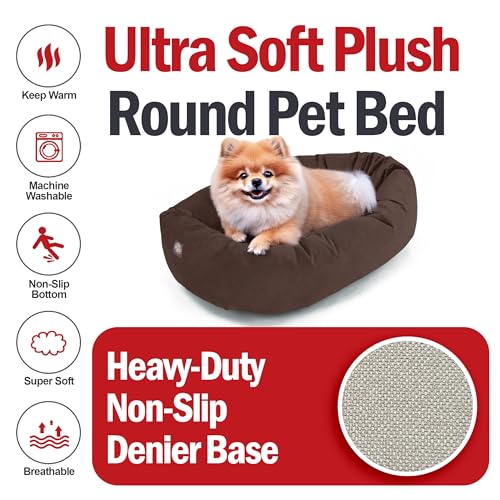 Suede Shredded Memory Foam Mix Calming Dog Bed Washable (Chocolate)