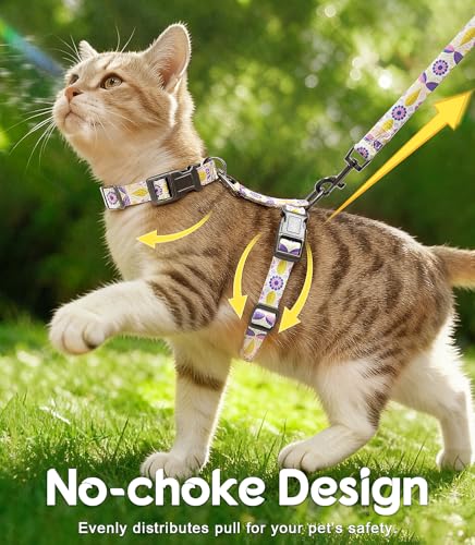 Cat Harness and Leash Set (Pastel Floral / Small (4-10 lb))