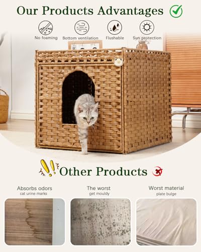 Cat Litter Box Enclosure Furniture (Natural / XL)
