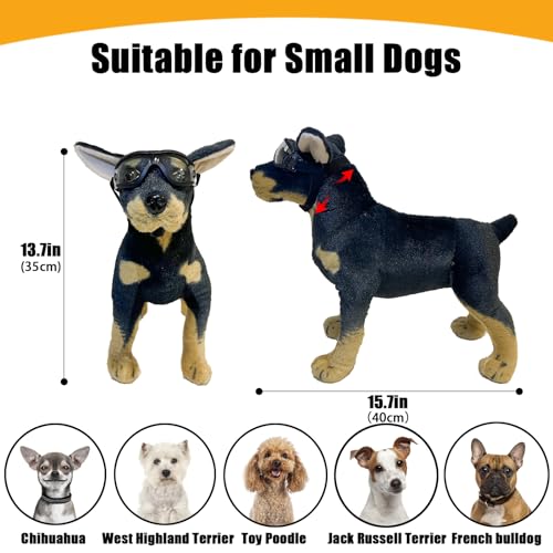 Dog Goggles Small Breed Dog Sunglasses Doggy UV Protection Glasses (Black Frame Transparent Lens)