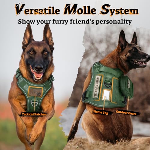 Tactical Dog Harness for Small Dogs (S(Chest:16.1"-31.5",Neck:15.4"-21.6",Back:7.1") / Green)