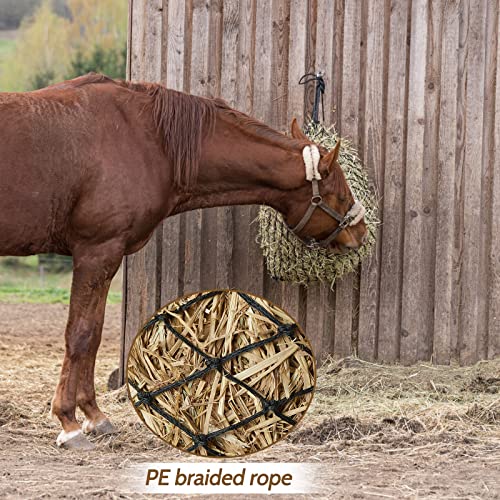 4 Pcs Slow Feed Hay Net Feeder Hay Bag for Horses Slow Feeder 40 Inch Length with 2 Inch Holes Hanging Horse Feed Net for Goat Cattle Equine Stalls Barn Supplies (Black)