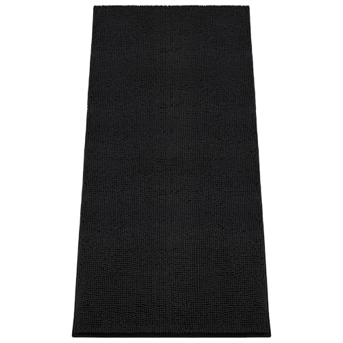 Absorbent Dog Door Mat for Muddy Paws (72"L x 36"W x 1" Th / Black)