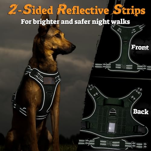 Tactical Dog Harness Medium Sized (M(chest:20.1"-33.9",neck:17.7"-22.3",back:7.5") / Green)
