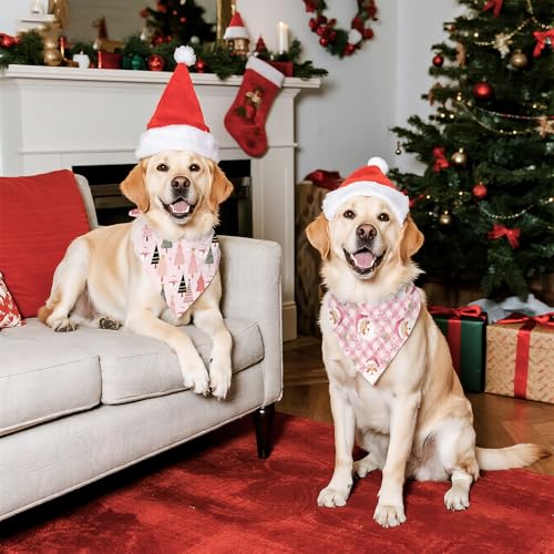 Pink Christmas Dog Bandanas 2 Pcs (Christmas1)