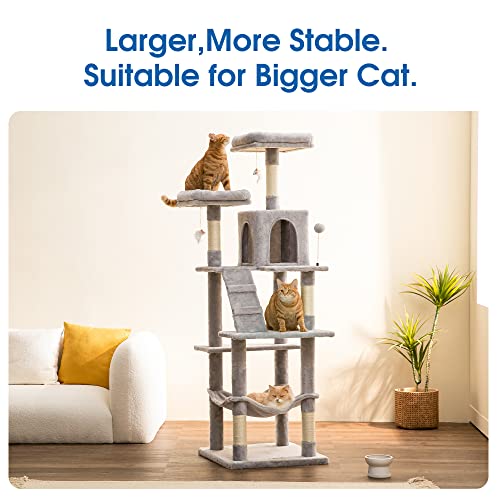 70.1 Inch Large Cat Tree (70.1 in / Light Gray)