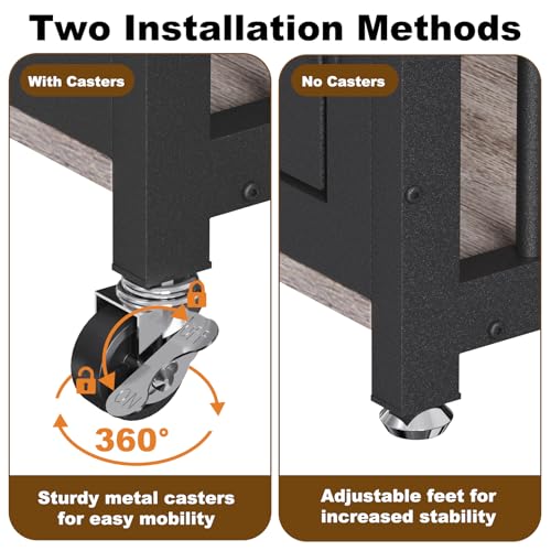 46"/42"/33" XXL Heavy Duty Dog Crate Furniture with Casters (46.1"L x 28.7"W x 31.9"H / Grey)