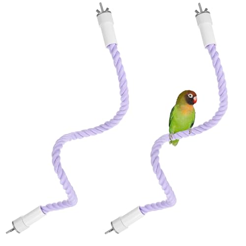 2 Pack Rope Perches for Bird Cages (Purple / 23.6 in)