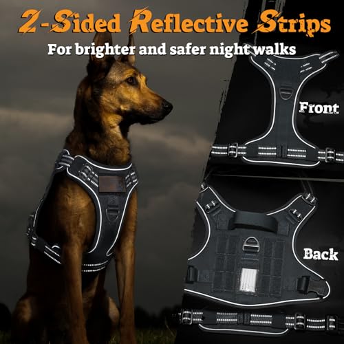 Tactical Dog Harness for Large Dogs (Xl(chest:23.6"-41.8",neck:21.7"-32.3",back:9.1") / Grey)