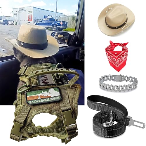 Tactical Cat Harness and Leash for Walking Escape Proof (Army Green and Black)