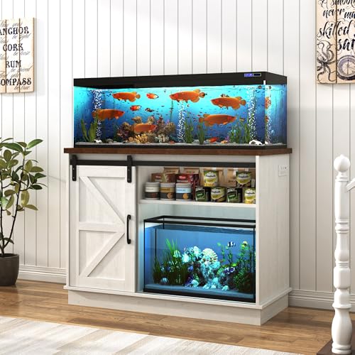 Farmhouse 30 40 Gallon Fish Tank Stand w (Rustic White / 30-40 Gallon)