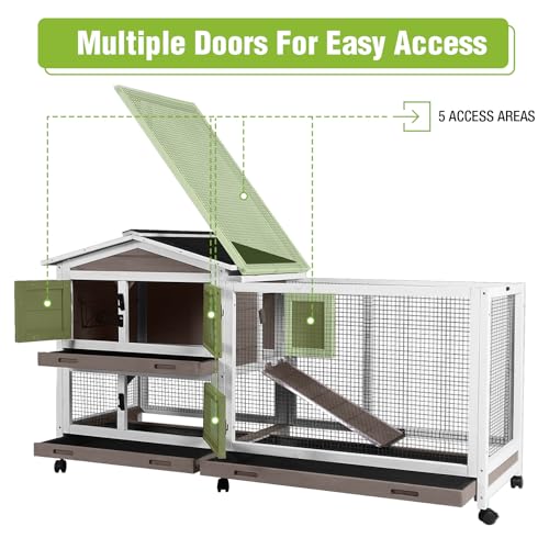 Large Rabbit Hutch Indoor Outdoor (Brown / 48.0"L x 48.0"W x 24.0"H)