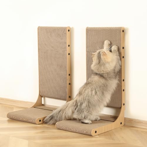 2-Pack L-Shaped Cat Scratching Board, Cardboard, 25.6" Tall (L) (Large 2PC (25.6'' tall))