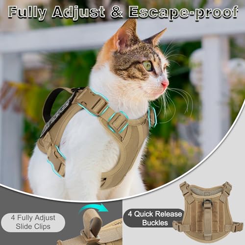 Tactical Cat Harness and Leash Set (L / Khaki+Leash)