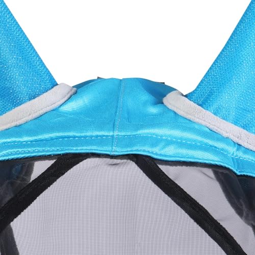 CareMaster Pro Luminous Horse Fly Mask Large Eye Space Standard with Ears UV Protection for Horse Sky Blue XL Extra Full (Sky Blue / X-Large (Warmblood))
